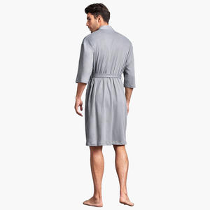 Peignoirs d'hôtel de luxe pour hommes, automne-hiver, en coton doux, avec ceinture, en tissu gaufré. - Product Image 3