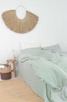 Parure de lit unie bleu ciel 300 fils en coton 100% personnalisable pour hôtels avec 2 taies d'oreiller, literie anti-bactérienne