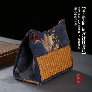 Zhuqige Chinese Handmade Bamboo Tissue Box Plum Blossom Satin Design Living Room Desktop Use - Product Image 4