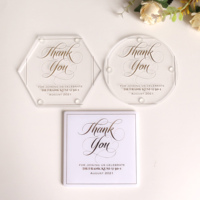 Sous-verres hexagonaux en acrylique personnalisés avec estampage à chaud doré, sous-verres ronds et carrés, cadeau de mariage