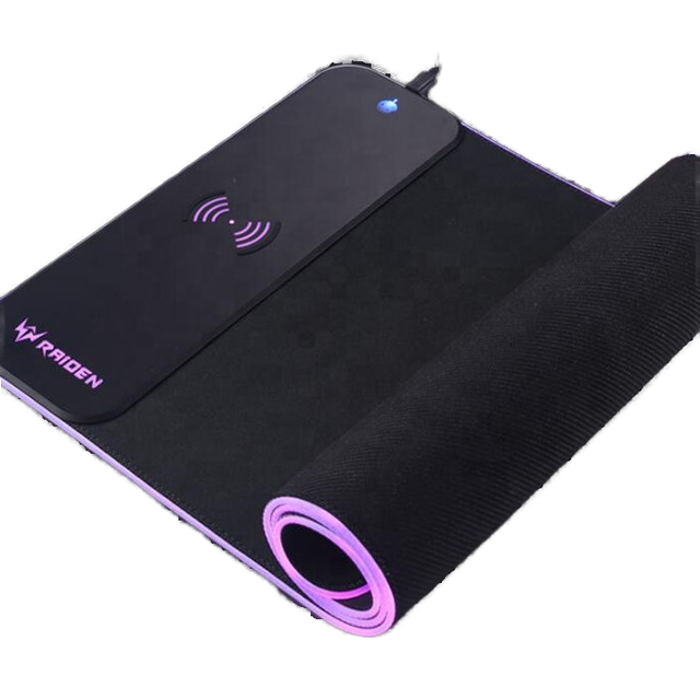 RGB PC Gaming Mouse Pad 15W Fast Wireless Charging Foldable Anti-Slip Mouse Mat Home Office-Durable Rubber