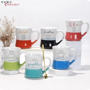 Vente à chaud de grès céramique tacheté de deux tons émaillés avec cette tasse à café imprimée fournisseur en gros prix bon marché - Product Image 4