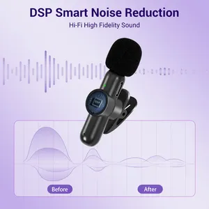 Microphone Private Mode 2.4G Wireless Stereo Lavalier Microphone Live Interview Outdoor Mini Noise Cancelling 1 Drag 2 Rotate Lapel Mic