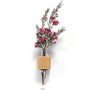 Jardinière murale en <span class=keywords><strong>bois</strong></span>, stations de propagation de plantes en verre, <span class=keywords><strong>vase</strong></span> à bourgeons en tube de verre pour réfrigérateur, <span class=keywords><strong>vase</strong></span> à fleurs en <span class=keywords><strong>bois</strong></span> en forme de cube pour fenêtre - Product Image 1