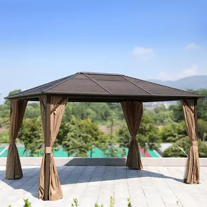 Outdoor furniture Cheap Customized high-end aluminium black brown gazebo pergola gazebo beach