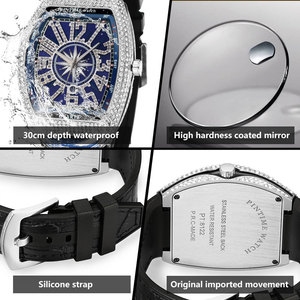 Men's watch, export wine barrel watch, simple wristwatch with leather strap, <b>yacht</b> with diamond inlay, retro quartz watch - Product Image 1