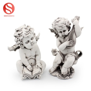 Grigio polyresin cherubino decorazione della resina deco <span class=keywords><strong>nero</strong></span> di leggere il libro di <span class=keywords><strong>angelo</strong></span> - Product Image 3