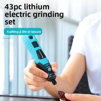 Ensemble de perceuse électrique miniature multifonctionnelle à courant continu au lithium de 43 pièces, outils de meulage, de gravure et de polissage