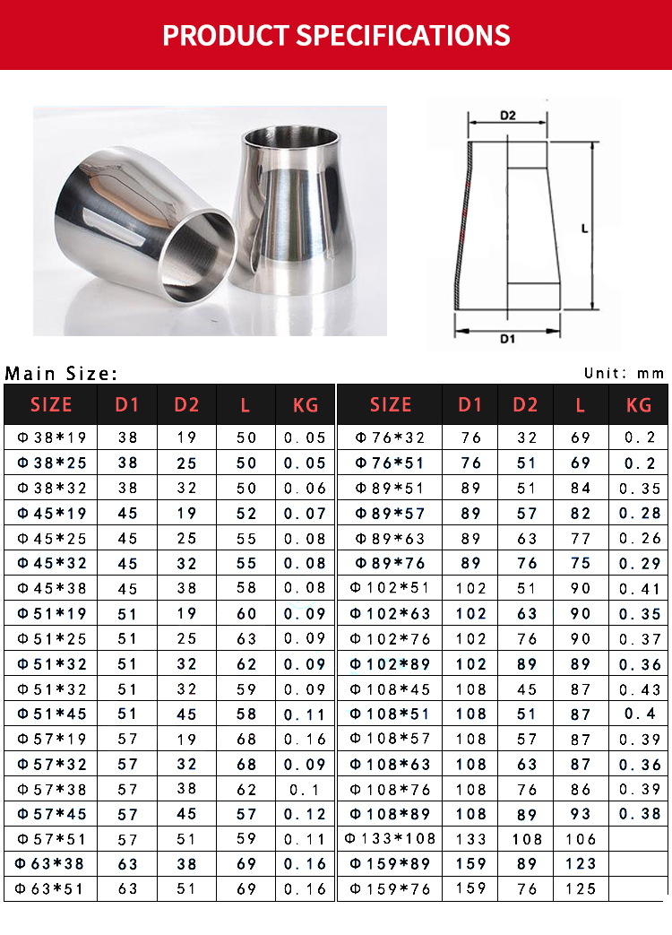 Plumbing Supplies Stainless Steel Pipe Fitting Eccentric Concentric Reducer