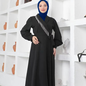 <span class=keywords><strong>Abbigliamento</strong></span> islamico musulmano tinta unita nero abiti da donna Abaya Muslim <span class=keywords><strong>abbigliamento</strong></span> - Product Image 1