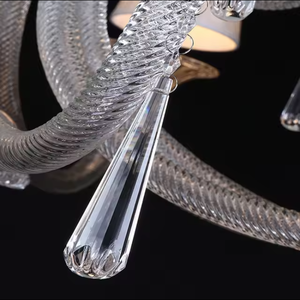 Lustre de salon moderne en cristal blanc pour l'intérieur avec un nouveau design d'abat-jour blanc de taille moyenne pour le restaurant - Product Image 4