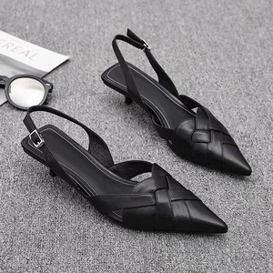 PU leather fashionable bag-head sandals for women, low <b>heel</b>, <b>3</b> cm, pointed toe, medium <b>heel</b>, summer 2026 new style - Product Image 4