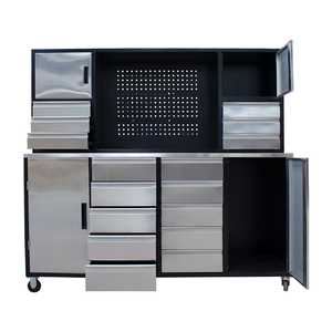Armoire à outils mobile en acier robuste sur mesure avec tiroirs, panneau perforé et roues pour les acheteurs OEM et industriels - Product Image 1