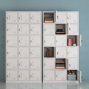 Casiers en acier à 18 compartiments, armoires de rangement métalliques verrouillables pour vestiaires de salle de sport, design durable avec poignée en L - Product Image 1