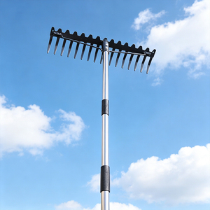 Râteau à <span class=keywords><strong>gazon</strong></span> à manche réglable, en acier inoxydable antirouille, à dents robustes, pour l'entretien des pelouses et des terrains de jardin - Product Image 3