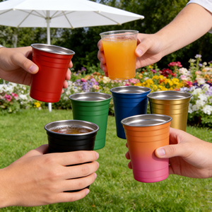 Mug à café en acier inoxydable à paroi simple empilable de 300 ml et 250 ml avec paille et couvercles, personnalisable, article très vendu, entrepôt USA - Product Image 1