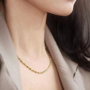 Ensemble collier et bracelet Xinfly, nouveau design, or jaune 18 carats, pierre verte pure, Au750 - Product Image 4