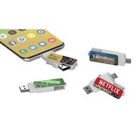 OEM 2 in 1 Otg tipe C, Flash Drive 4GB 8GB 32GB 16GB 64GB 128GB rotasi Usb 3.0 2.0 plastik penggunaan ganda