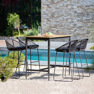 Style nordique hôtel extérieur patio jardin bistro tabouret meubles tissé corde en aluminium chaise de bar haute chaise de salle à manger - Product Image 3