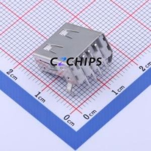 903-142A1011D10110 USB Connector Bent Lead Through Hole Connector Type-A USB 2.0 Female Right Angle Insert - Product Image 2