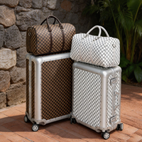 Valise de voyage en aluminium avec design classique à carreaux, grande capacité, étanche, avec serrure TSA, pour les voyages d'affaires