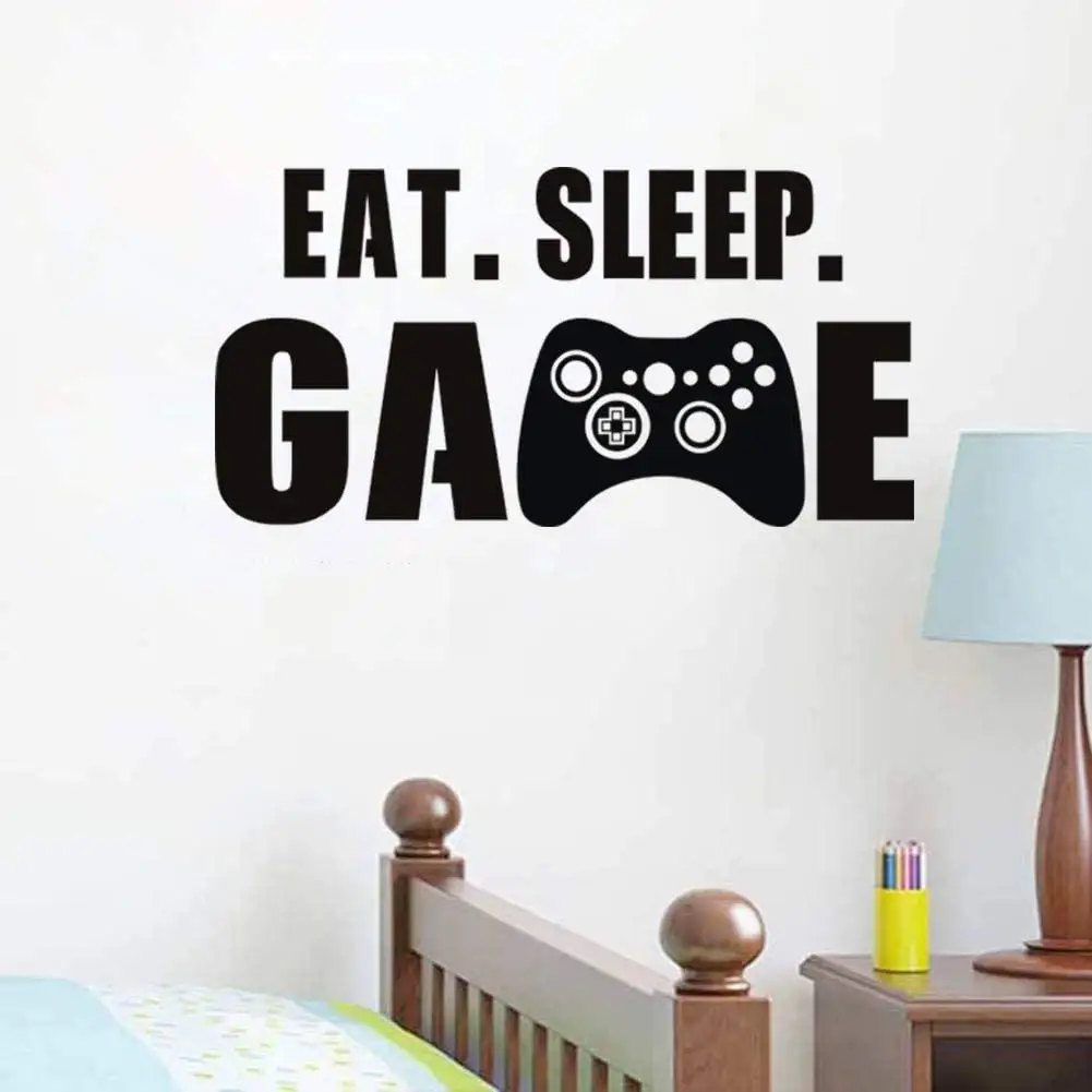 Custom Eat Sleep Play Wall Decal with Game Boy Decal Wall Sticker, Vinyl Art Design Sticker Wall for Home, Playroom Bedroom