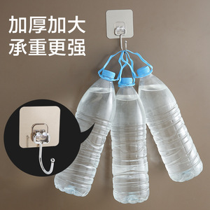 Crochet simple transparent auto-adhésif pour fixation murale, capacité de charge 3 kg, pour rangement de vêtements - Product Image 2