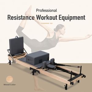 Instring P013 Reformer de Pilates pliable, équipement de fitness pour la gym, en bois d'acacia, d'érable et de hêtre, certifié CE - Product Image 4