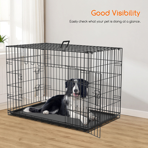 Nobleza Heavy Duty gabbia per cani con 2 porte 107X69X75.5cm acciaio e ferro Pet casa con legno in plastica Base vassoio modello solido - Product Image 3