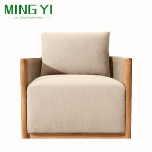 Fauteuil <span class=keywords><strong>de</strong></span> <span class=keywords><strong>salon</strong></span> d'extérieur moderne <span class=keywords><strong>de</strong></span> luxe en teck, fauteuil <span class=keywords><strong>de</strong></span> <span class=keywords><strong>jardin</strong></span> vertical tressé en corde, mobilier <span class=keywords><strong>de</strong></span> patio d'hôtel - Product Image 2
