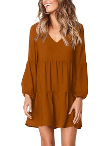 2021 Hot Selling Women <strong>Summer</strong> Tunic <strong>Dress</strong> V Neck Casual Loose Flowy Solid Aline Swing <strong>Shift</strong> <strong>Dresses</strong> - Product Image 3