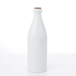 Kunden spezifischer New Bone China Keramik-Olivenöl spender mit Kork deckel 1000ml Cruet Oil Can Oiler mit Kork deckelsp ender