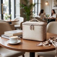 Sac à cosmétiques de luxe en PU à motif d'alligator, fermeture éclair, poignée souple, étanche, grande capacité, trousse de maquillage de voyage portable (23x16x14cm)
