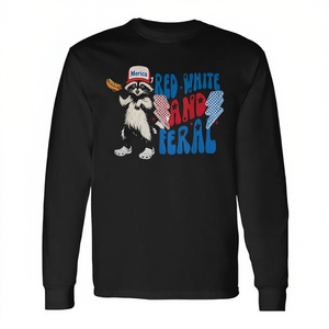 Camiseta de manga larga Raccoon Merica Rock Red White And Feral 4th Of July - Product Image 2