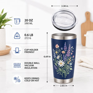 Vaso Térmico Personalizado con Diseño de Flores/Logotipo, Acero Inoxidable 18/8, Aislamiento al Vacío, Tapa Transparente, Pajita Reutilizable, Mantiene la Temperatura de 6 a 12 Horas - Product Image 6