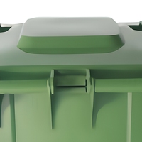 Poubelle à roulettes carrée en HDPE vert de 240 L, poubelle mobile pour extérieur, bac à déchets roulant pour entrepôt, usine