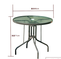 Ensemble de meubles d'extérieur, cadre carré et rond en acier, Table supérieure en verre trempé