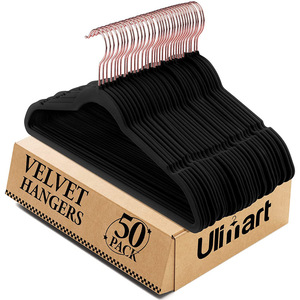 Cintres modernes en <span class=keywords><strong>velours</strong></span> avec crochet doré et logo personnalisé, blanc et noir, lot de 50, antidérapants pour vêtements de garde-robe - Product Image 2