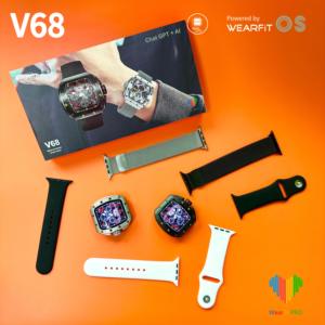 Montre connectée V68 pour hommes, vente flash, compatible Chat GPT, écran incurvé 3D de 1,76 pouces, son HIFI, étanche IP68, alimentée par <span class=keywords><strong>Wearfit</strong></span> OS - Product Image 3