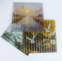 Panneau en verre cannelé avec impression paysage chinois, polyvalent pour cloisons, meubles et décoration de portes