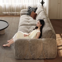 Canapé rétro une place Hua Mu Yun Island en tissu chenille style crème, rembourrage éponge et latex, housse amovible et lavable, pour salon