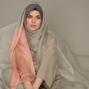 Premium Color Blocking Long Multifunción Modal Hijab Bufanda Chal Multicolor Impresión de logotipo personalizado para musulmanes - Product Image 1