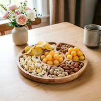 Plateau multifonctionnel en bambou pour fruits secs, pour le salon, l'heure du thé, les bonbons, les noix et les collations