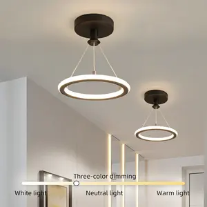 Round modern corridor entrance aluminum acrylic adjustable height chandelier ceiling light for clothing store led ceiling light