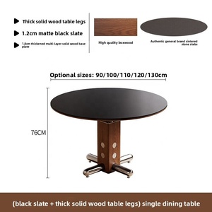 Premium Sintered Stone Round Dining <strong>Table</strong> Solid Wood Frame Bauhaus Style Modern Minimalist <strong>Kitchen</strong> <strong>Table</strong> <strong>for</strong> <strong>Small</strong> Space CZ072 - Product Image 6