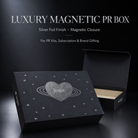 Boîte cadeau magnétique noire mate de qualité supérieure avec impression argentée pour emballage personnalisé de boîtes PR et campagnes de lancement de marque