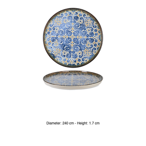 Plato Plano Apilable Bluet Ø 24 cm H 1.7 cm, Porcelana Fina con Impresión Digital Rinart - Product Image 3