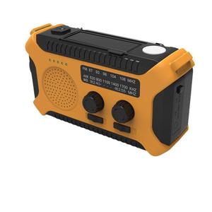 Custom Orange Black Weather Radio Solar Hand Crank AM FM WB Radio with 3 Power Options <b>LED</b> <b>Flashlight</b> Power Bank for Camping - Product Image 1