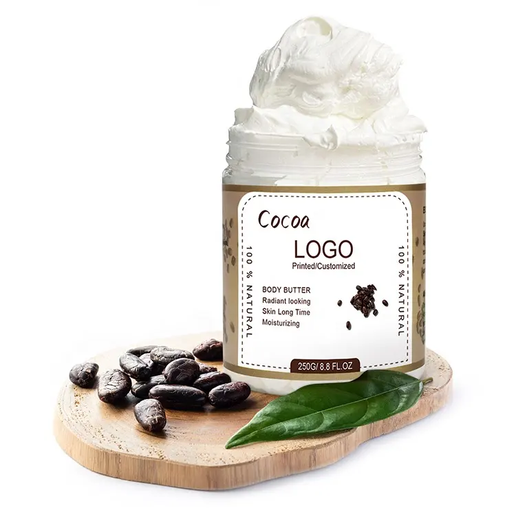 100% Organics Kakaobutter Private Label Körper creme Feuchtigkeit spendendes Körper öl geschlagene Körper butter für trockene Haut