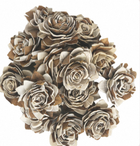 Flores Artificiales de Madera Sola, Rosas Marrones y Blancas, Cabezas Florales Hechas a Mano para Decoración de Bodas, San Valentín y Navidad - Product Image 1